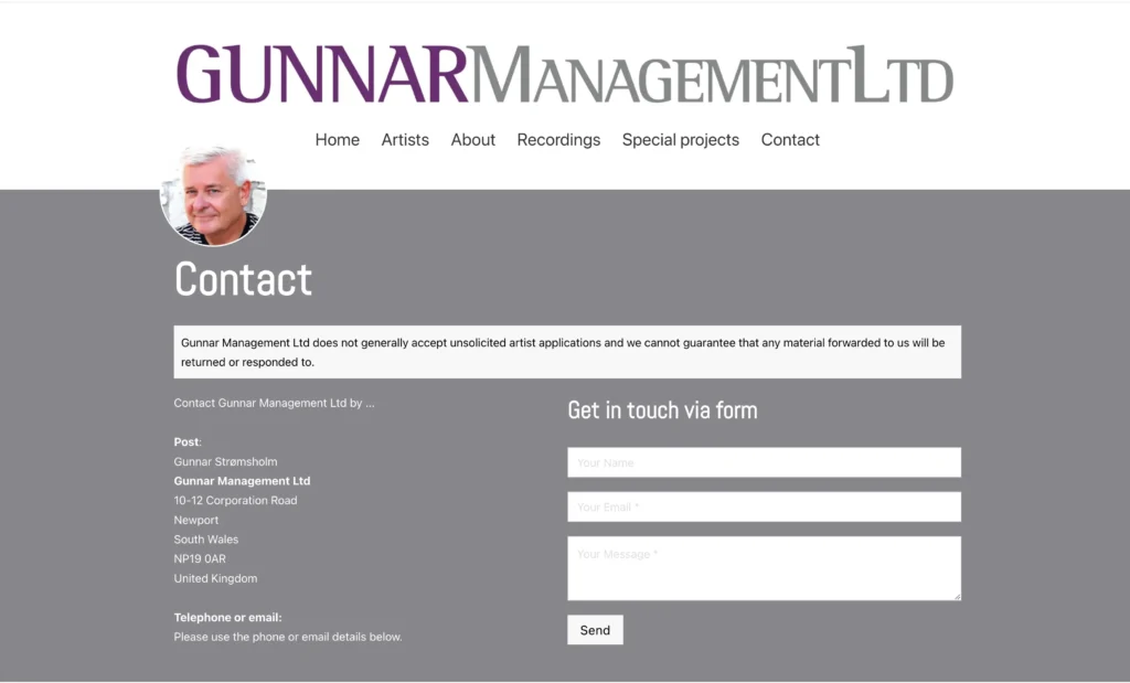 contact page gunnar management